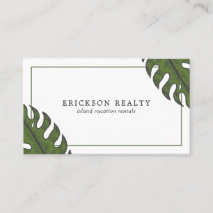 Modern Tropical Green Palm Leaves Business Card