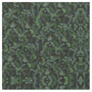 Modern Tropical Greenery Black Green Foliage Fabric