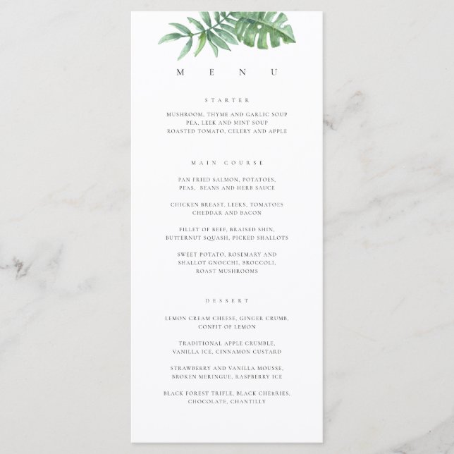Modern Tropical Greenery Menu (Front)
