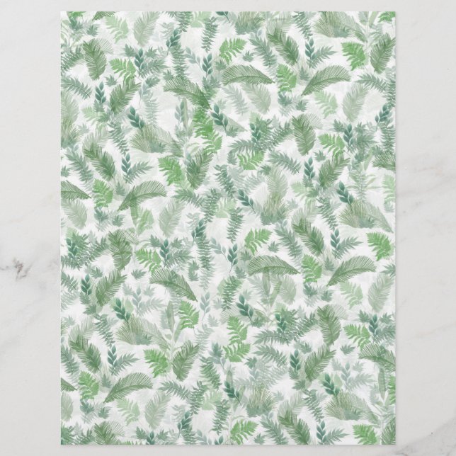 Modern Tropical Greenery White Green Foliage Custom Letterhead (Front)