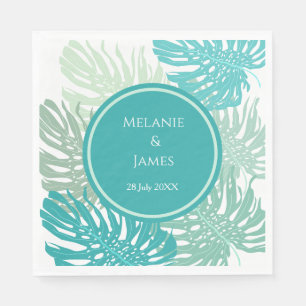 Modern Tropical Grenery Palm Leaves wedding Paper Napkin
