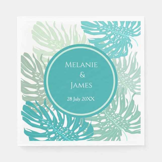 Modern Tropical Grenery Palm Leaves wedding  Paper Napkin (Front)