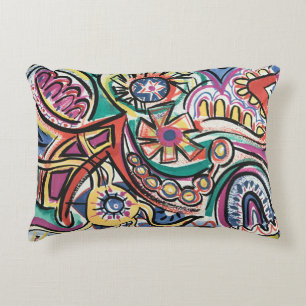 Modern Tropical-Hand Painted Abstract Art Decorative Cushion