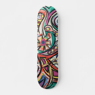 Modern Tropical-Hand Painted Abstract Art Skateboard
