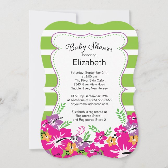 Modern Tropical Hibiscus Flowers Baby Shower Invitation (Front)