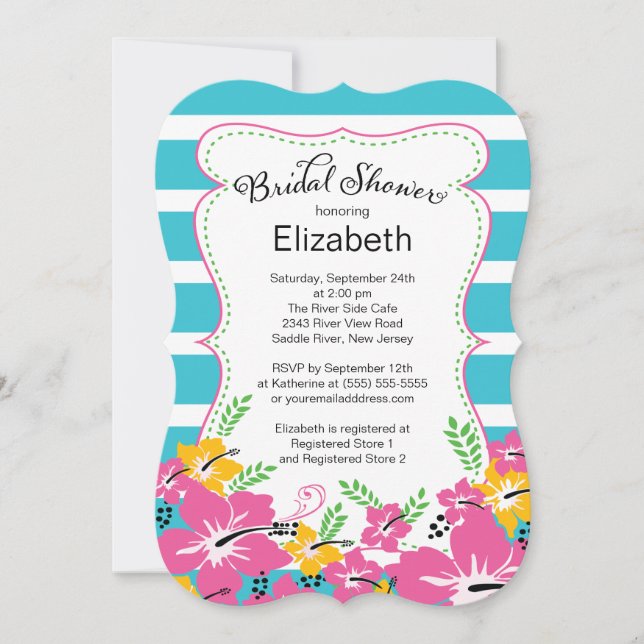 Modern Tropical Hibiscus Flowers Bridal Shower Invitation (Front)