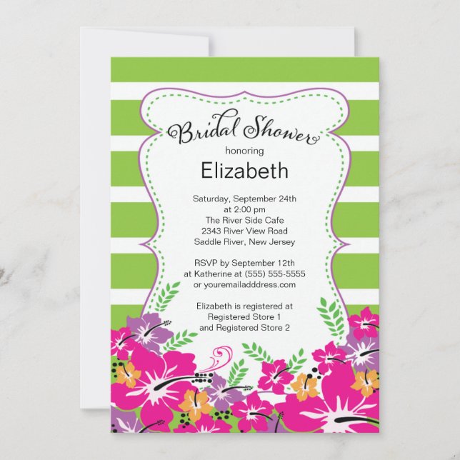 Modern Tropical Hibiscus Flowers Bridal Shower Invitation (Front)