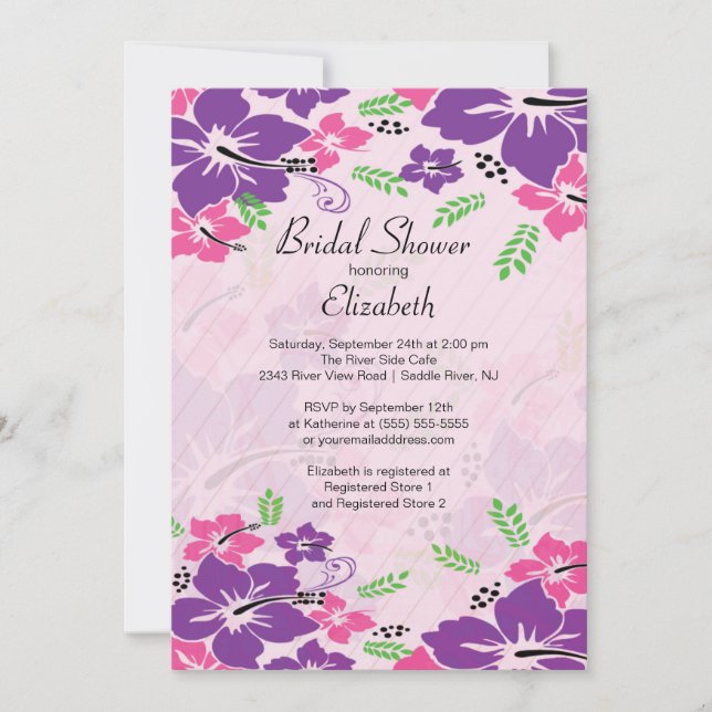 Modern Tropical Hibiscus Flowers Bridal Shower Invitation (Front)