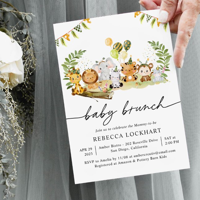 Modern Tropical Jungle Safari Baby Brunch  Invitation (Creator Uploaded)