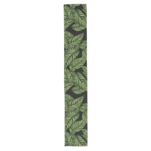 Modern Tropical Leaf Palm Plant Print Long Table Runner