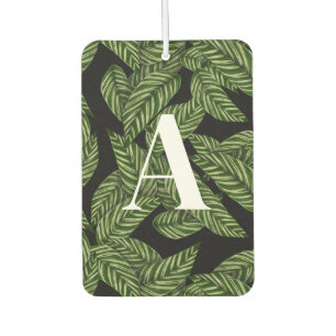 Modern Tropical Leaf Palm Plant Print Monogram  Car Air Freshener