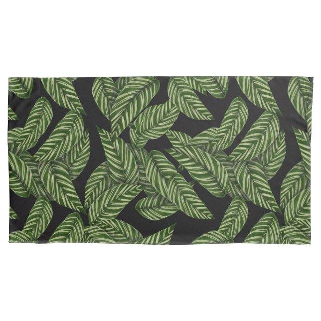 Modern Tropical Leaf Palm Plant Print Pillowcase (Front-Left)