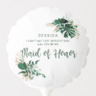 Modern Tropical Leaves Chic Maid of Honour Proposa