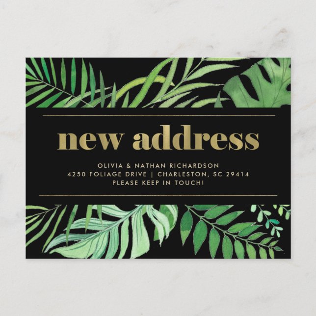 Modern Tropical Leaves | Moving Announcement (Front)