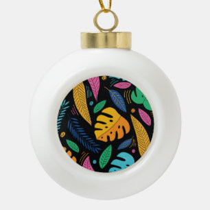 Modern tropical leaves: seamless background. ceramic ball christmas ornament