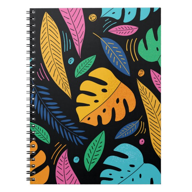 Modern tropical leaves: seamless background. notebook (Front)