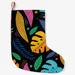 Modern tropical leaves: seamless background. small christmas stocking