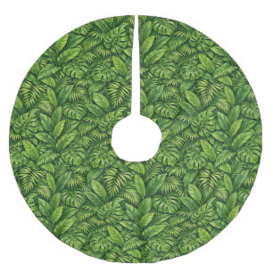 Modern Tropical Leaves Seamless Pattern Brushed Polyester Tree Skirt