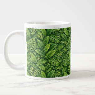 Modern Tropical Leaves Seamless Pattern Large Coffee Mug