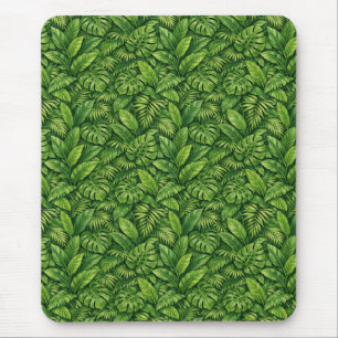Modern Tropical Leaves Seamless Pattern Mouse Mat