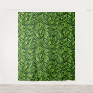 Modern Tropical Leaves Seamless Pattern Tapestry