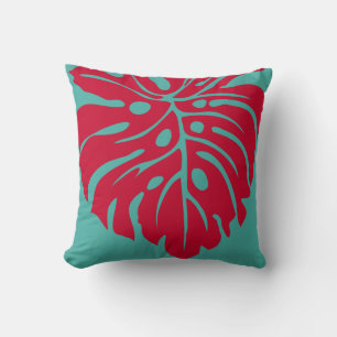Modern tropical monstera decor pillow