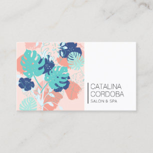 Modern Tropical Monstera Leaf Pattern Arts Salon Business Card