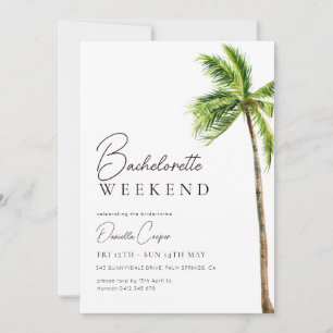 Modern Tropical Palm Bachelorette Weekend Invitation