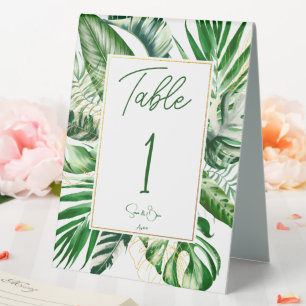 Modern Tropical Palm Leaf Gold Frame Wedding