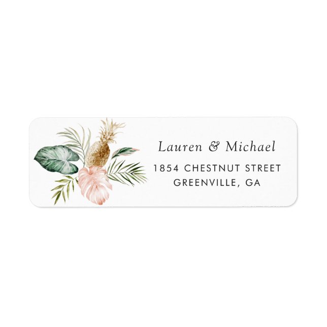 Modern Tropical Palm Leaf Greenery Return Address (Front)