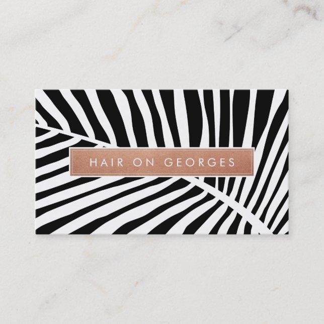 MODERN TROPICAL PALM LEAF logo trendy rose gold Business Card (Front)