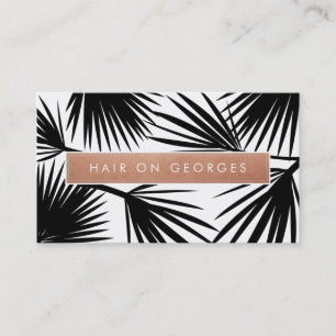 MODERN TROPICAL PALM LEAF logo trendy rose gold Business Card