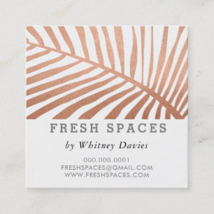 MODERN TROPICAL PALM LEAF logo trendy rose gold Square Business Card