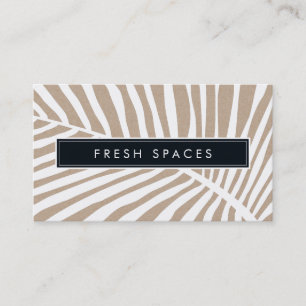 MODERN TROPICAL PALM LEAF logo trendy white kraft Business Card