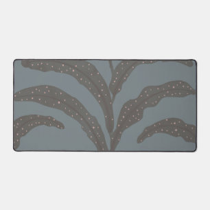 Modern Tropical Palm Leaf Pattern Charcoal Blush Desk Mat