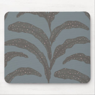 Modern Tropical Palm Leaf Pattern Charcoal Blush Mouse Mat