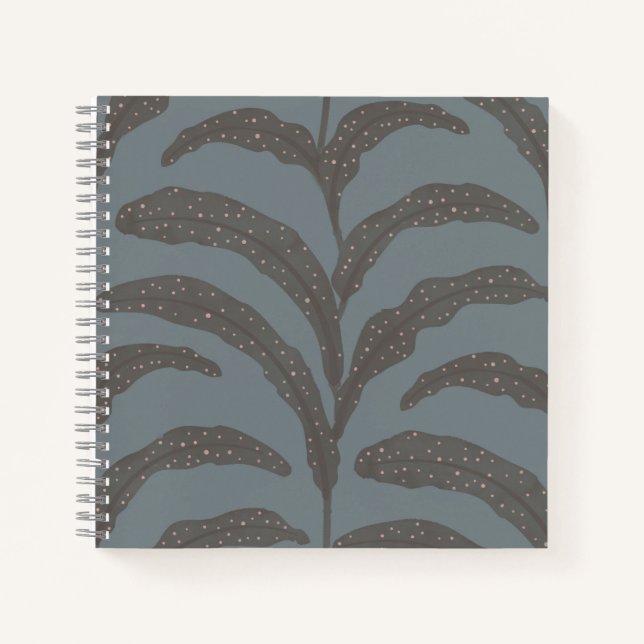Modern Tropical Palm Leaf Pattern Charcoal Blush  Notebook (Front)