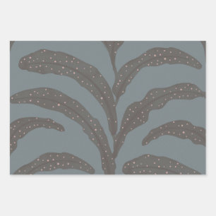 Modern Tropical Palm Leaf Pattern Charcoal Blush Wrapping Paper Sheet