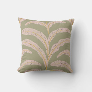 Modern Tropical Palm Leaf Pattern Sage Blush Cushion