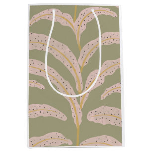 Modern Tropical Palm Leaf Pattern Sage Blush Medium Gift Bag