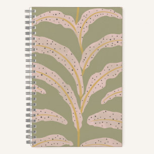 Modern Tropical Palm Leaf Pattern Sage Blush Notebook