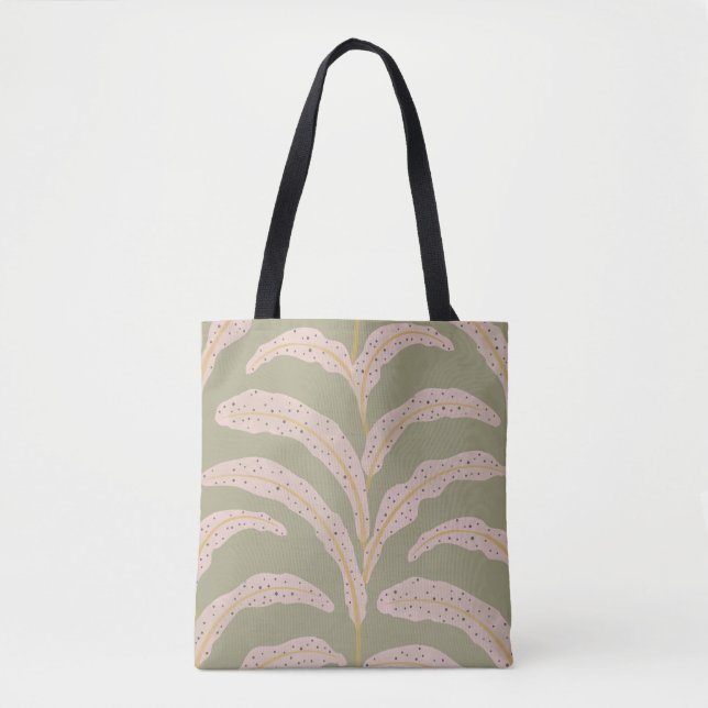 Modern Tropical Palm Leaf Pattern Sage Blush  Tote Bag (Front)