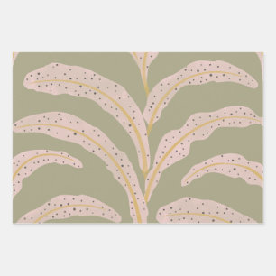 Modern Tropical Palm Leaf Pattern Sage Blush Wrapping Paper Sheet