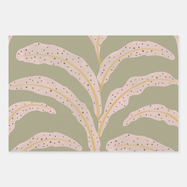 Modern Tropical Palm Leaf Pattern Sage Blush  Wrapping Paper Sheet (Front)