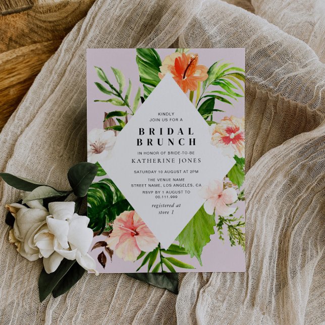 modern tropical palm leaves bridal brunch invitation (Creator Uploaded)