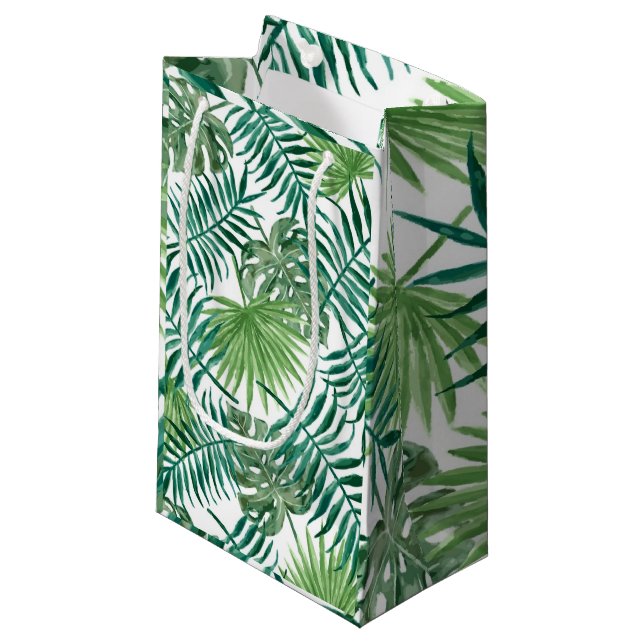Modern Tropical Palm Leaves Small Gift Bag (Front Angled)