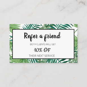 Modern Tropical Palm Leaves White Referral Card