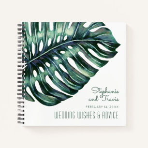 Modern Tropical Palm Monstera Beach Guestbok Notebook