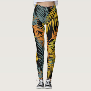 Modern Tropical Palm Pattern Leggings