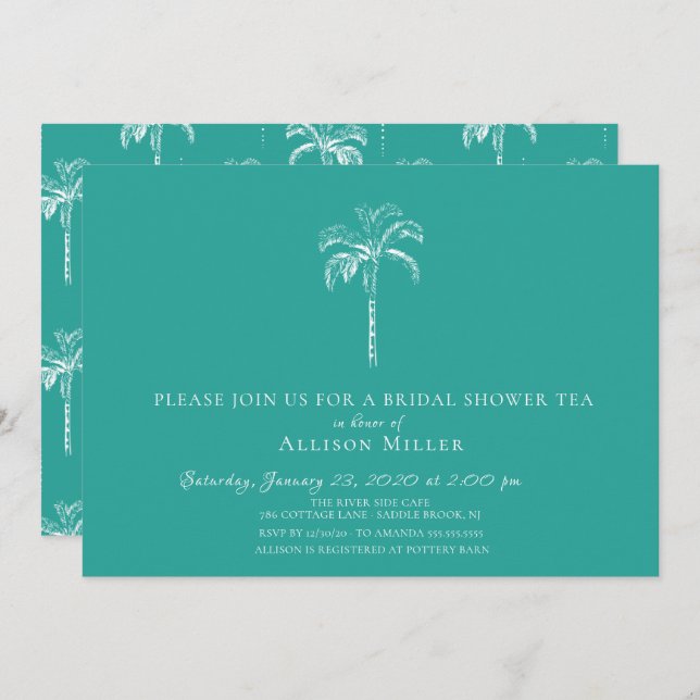 Modern Tropical Palm Tree Bridal Shower Invitation (Front/Back)